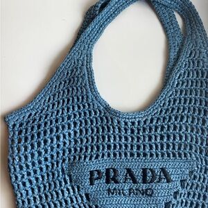Prada raffia bag (blue) like new condition